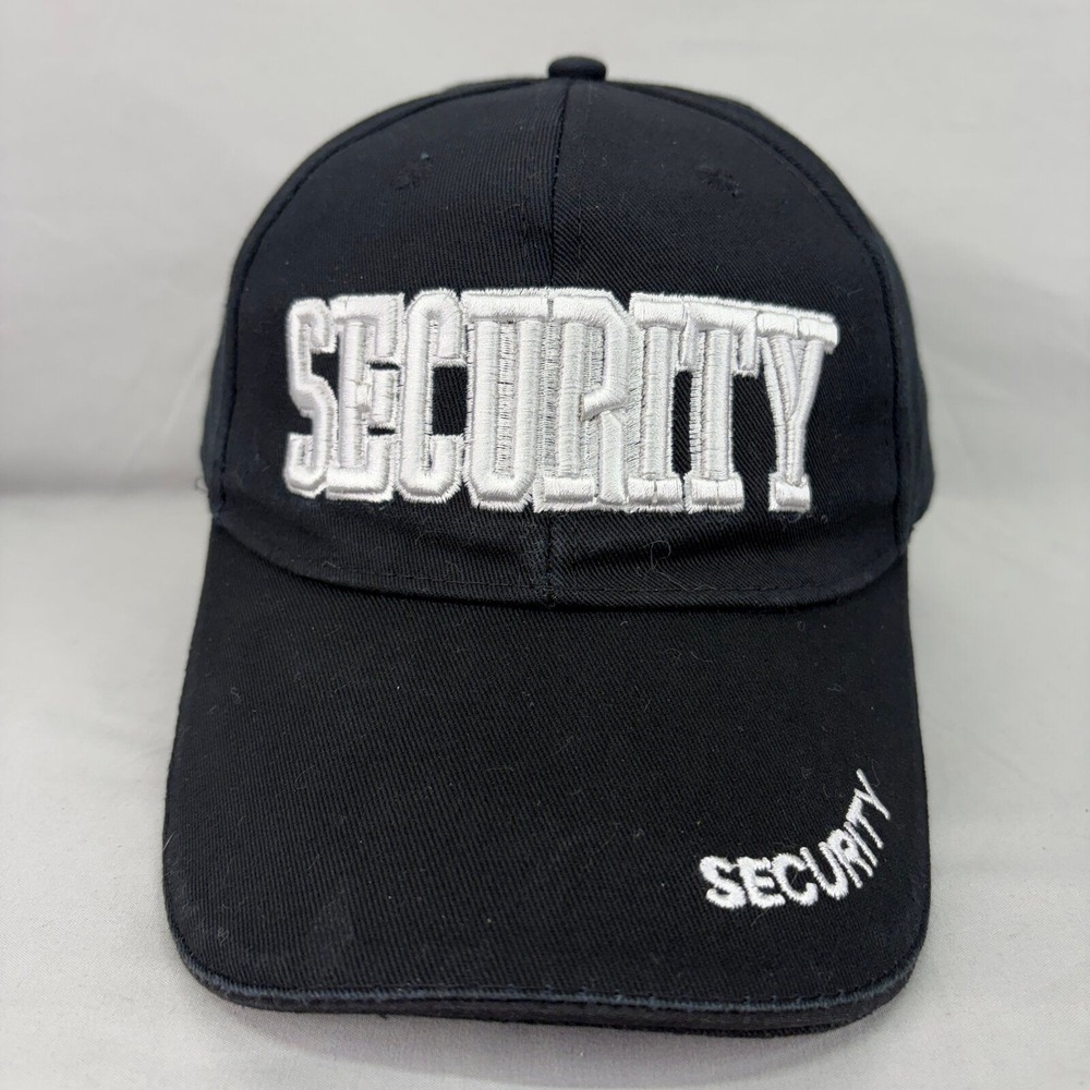Unbranded Security Baseball Hat Men OS Black Embroidered Adjustable Cap